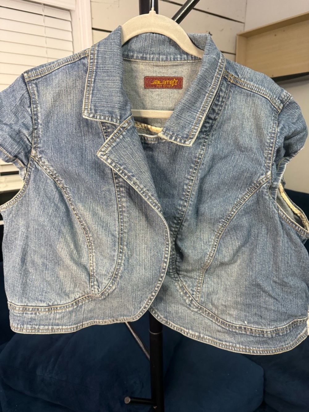 Vintage-Inspired Light Blue Denim Vest Jacket - Ladies Jean Jacket